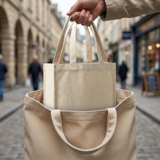 A product restaged — In a tote